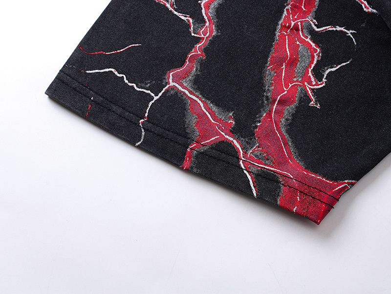 Godspeed Statue of Liberty Lightning Print T-Shirt #1139 Black Red