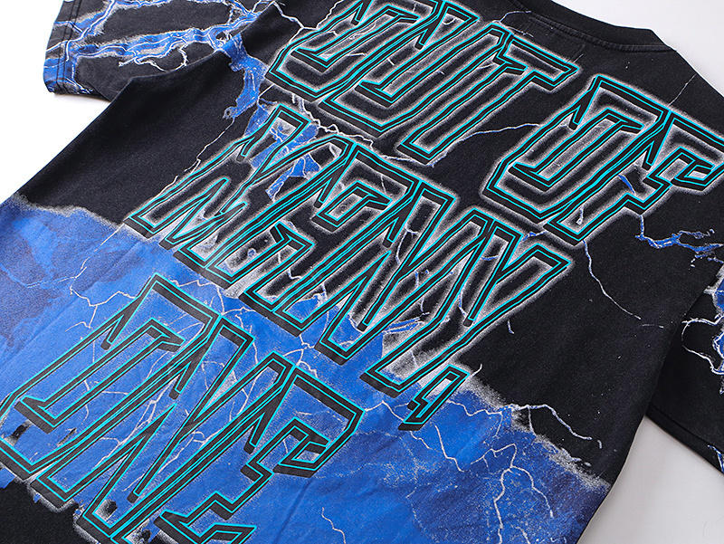 Godspeed Statue of Liberty Lightning Print T-Shirt #1150 Black Blue