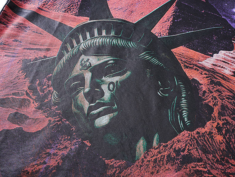 Godspeed Statue of Liberty Pyramid Print Cotton T-Shirt #1168 Black