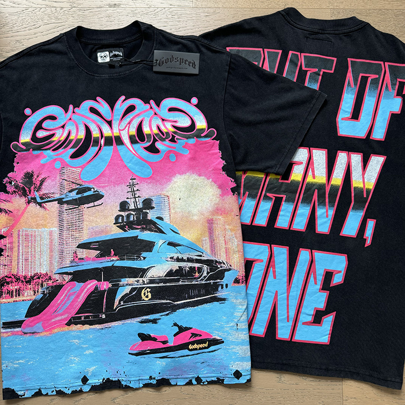 Godspeed Steamship Print T-Shirt #1109 Black