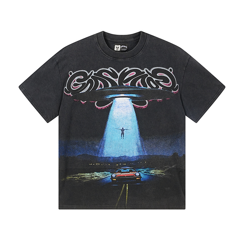 Godspeed Washed Print T-Shirt #1172 Black