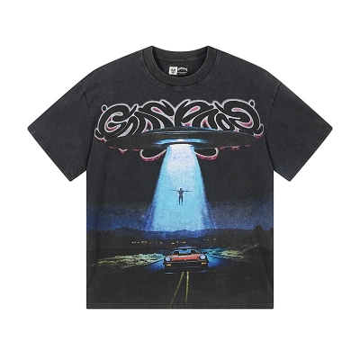 Godspeed Washed Print T-Shirt #1172 Black 01