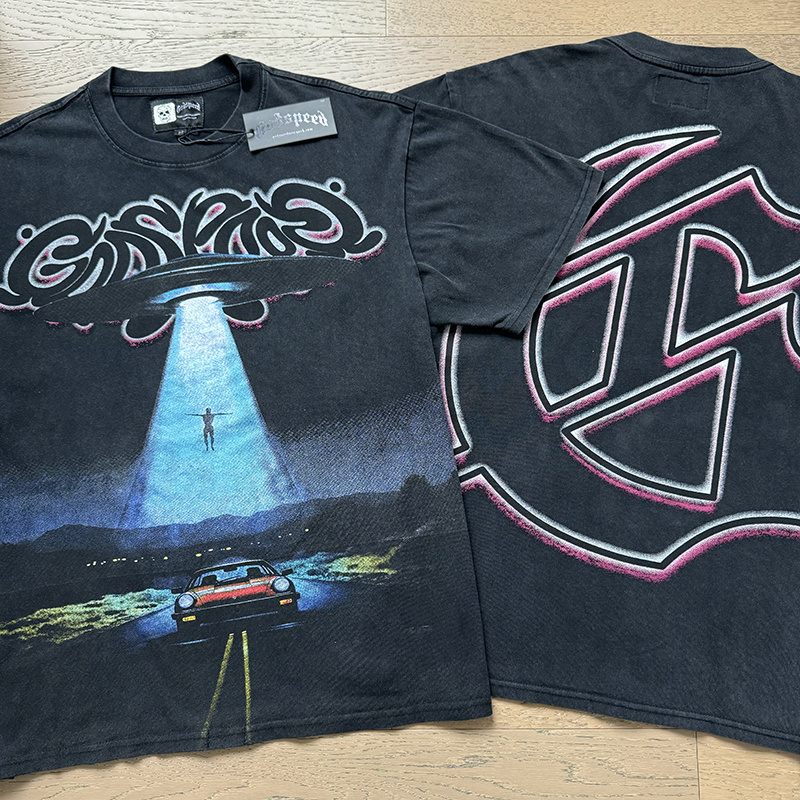 Godspeed Washed Print T-Shirt #1172 Black