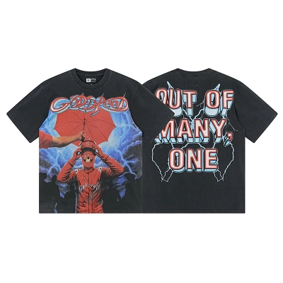 Godspeed Washed Print T-Shirt #1177 Black 02