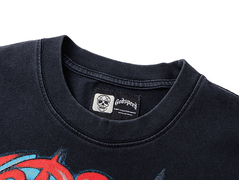 Godspeed Washed Print T-Shirt #1177 Black