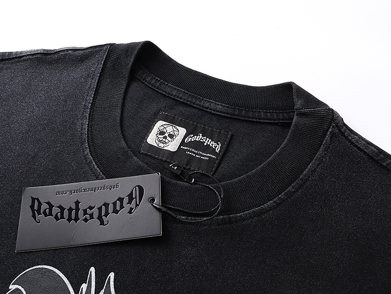 Godspeed Skull Racing Car Print T-Shirt #1087 Black