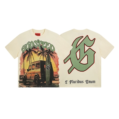 Godspeed Beach Jeep Print T-shirt #3108 Apricot 02