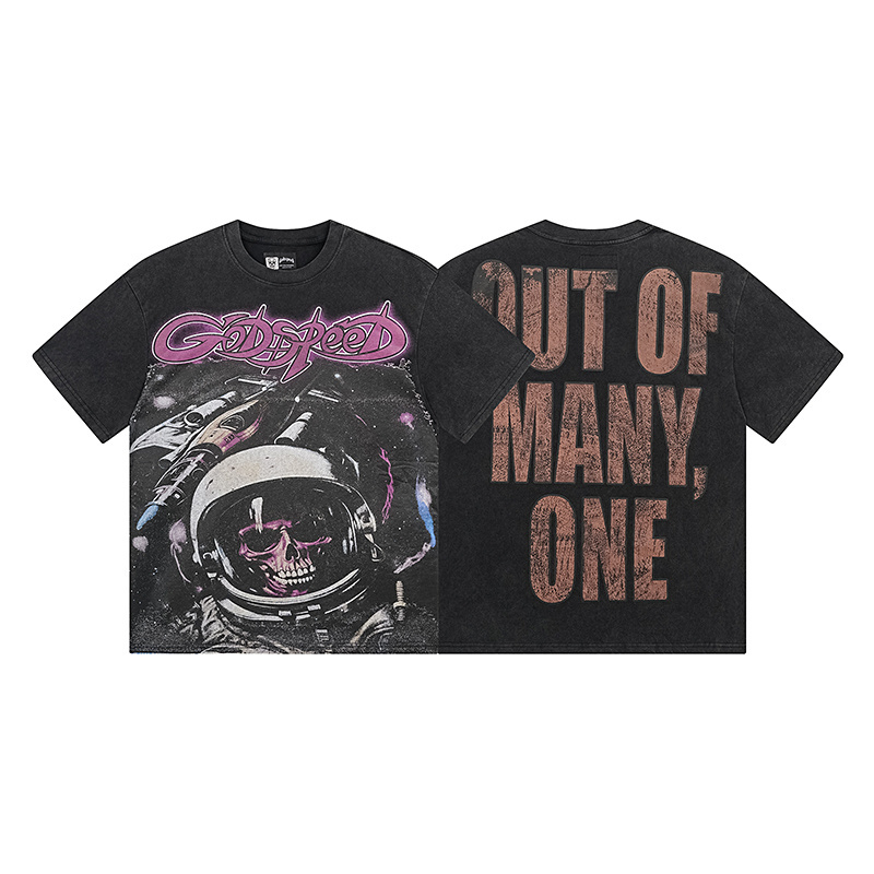 Godspeed Interstellar Skull Print T-Shirt #1130 Black