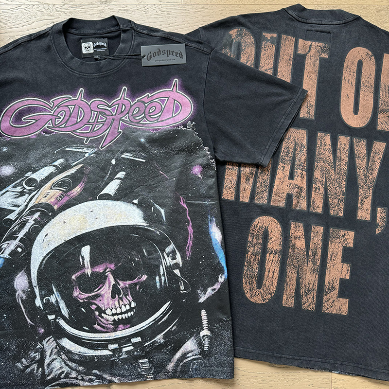 Godspeed Interstellar Skull Print T-Shirt #1130 Black