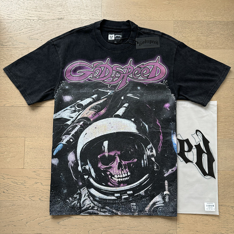 Godspeed Interstellar Skull Print T-Shirt #1130 Black
