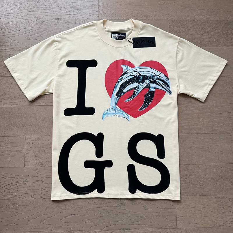 Godspeed Letter GS Print T-shirt #3112 Apricot