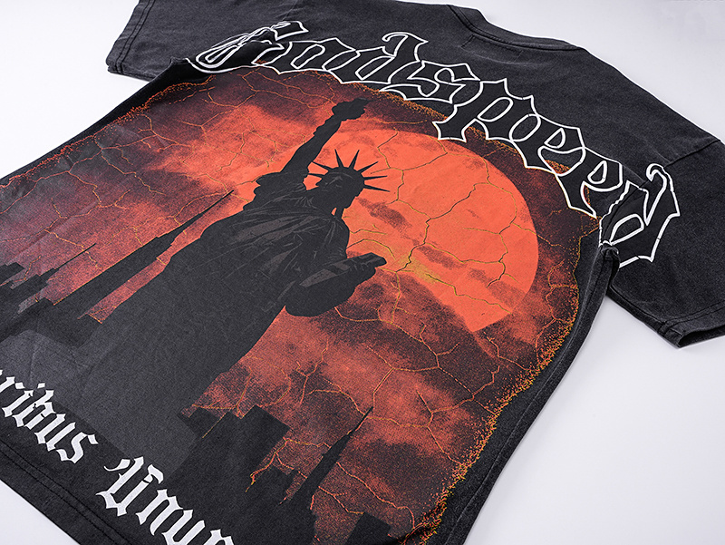 Godspeed Lightning Statue of Liberty Print T-shirt #1072 Black