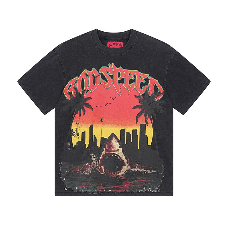Godspeed Megalodon Print T-shirt #1068 Black