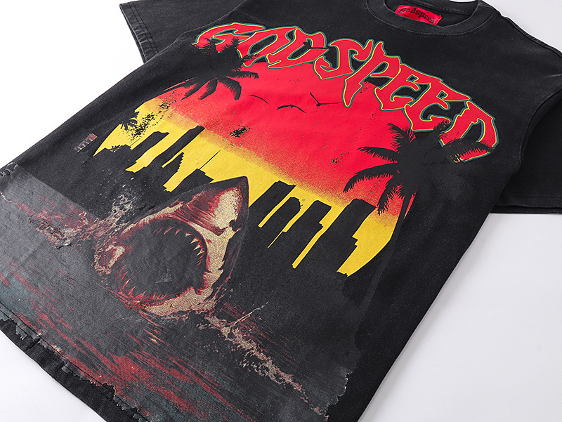 Godspeed Megalodon Print T-shirt #1068 Black