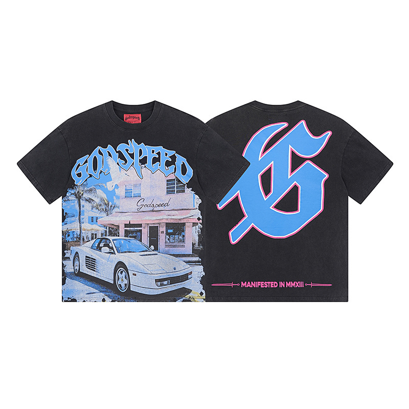 Godspeed Parking Print T-shirt #1070 Black