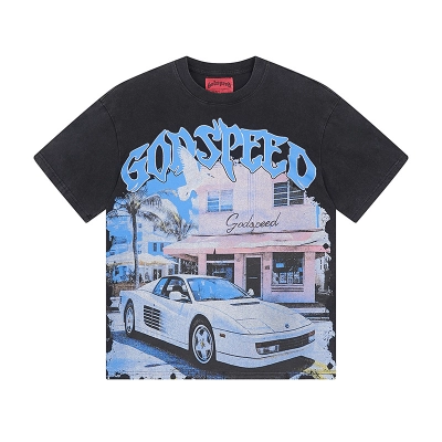 Godspeed Parking Print T-shirt #1070 Black 01