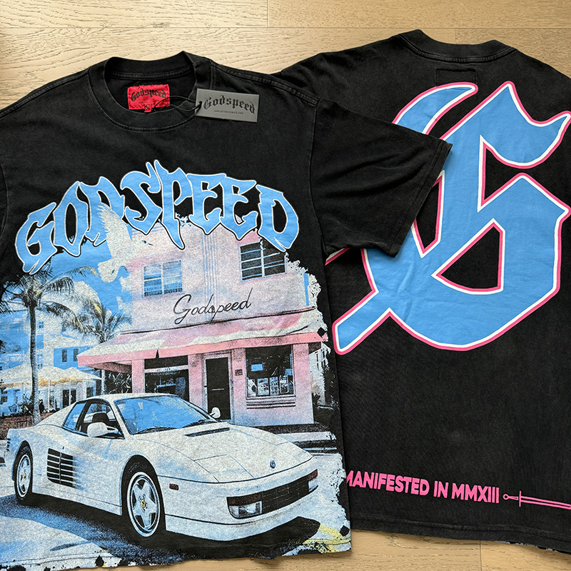 Godspeed Parking Print T-shirt #1070 Black