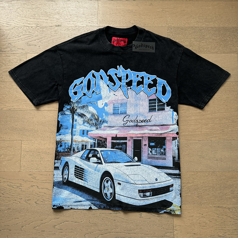 Godspeed Parking Print T-shirt #1070 Black