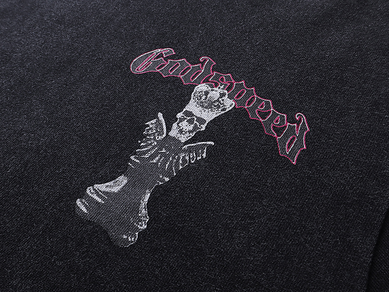 Godspeed Skull and Crown Print T-Shirt #1089 Black