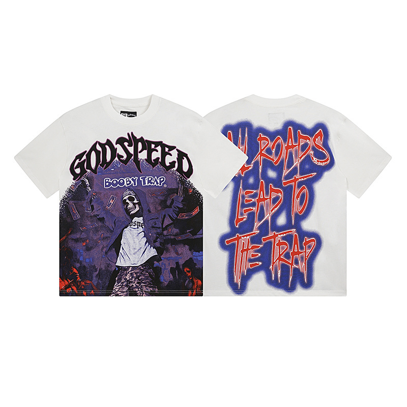 Godspeed Skull Booby Print T-Shirt #3115 White