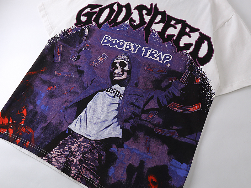 Godspeed Skull Booby Print T-Shirt #3115 White