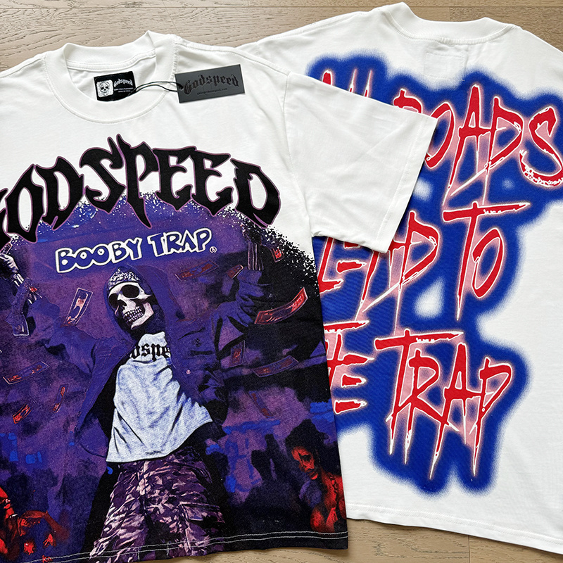 Godspeed Skull Booby Print T-Shirt #3115 White