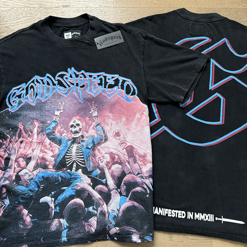 Godspeed Skull Carnival Party Print T-shirt #1075 Black