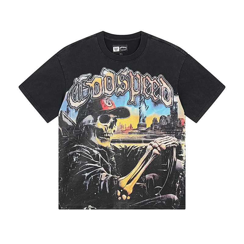 Godspeed Skull Drive Print T-Shirt #1120 Black
