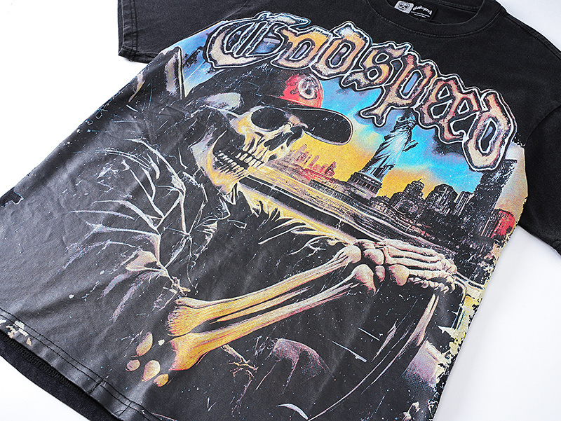 Godspeed Skull Drive Print T-Shirt #1120 Black