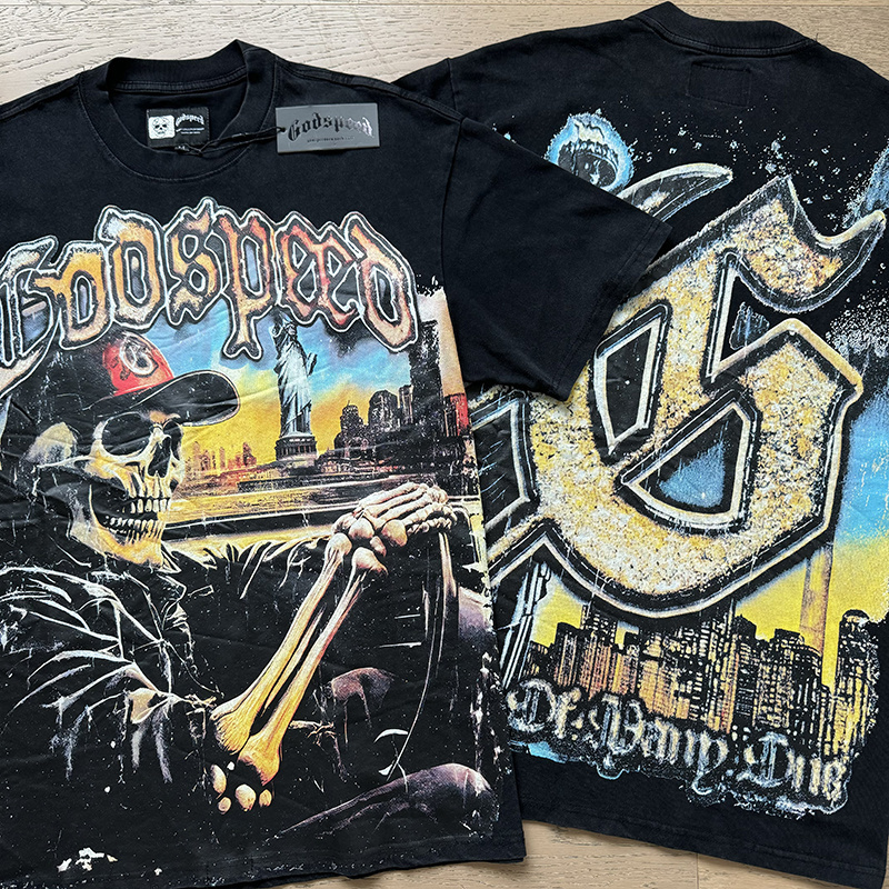 Godspeed Skull Drive Print T-Shirt #1120 Black