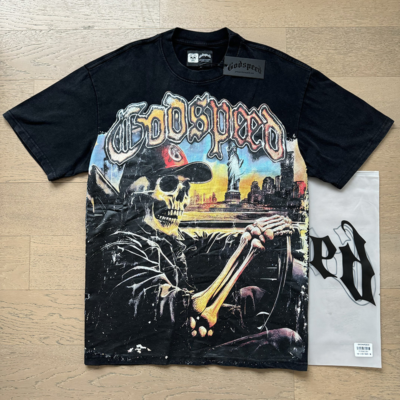 Godspeed Skull Drive Print T-Shirt #1120 Black