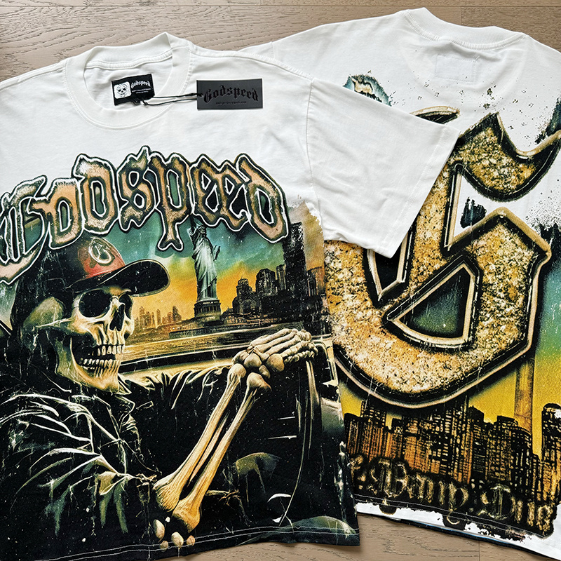 Godspeed Skull Drive Print T-Shirt #3120 White