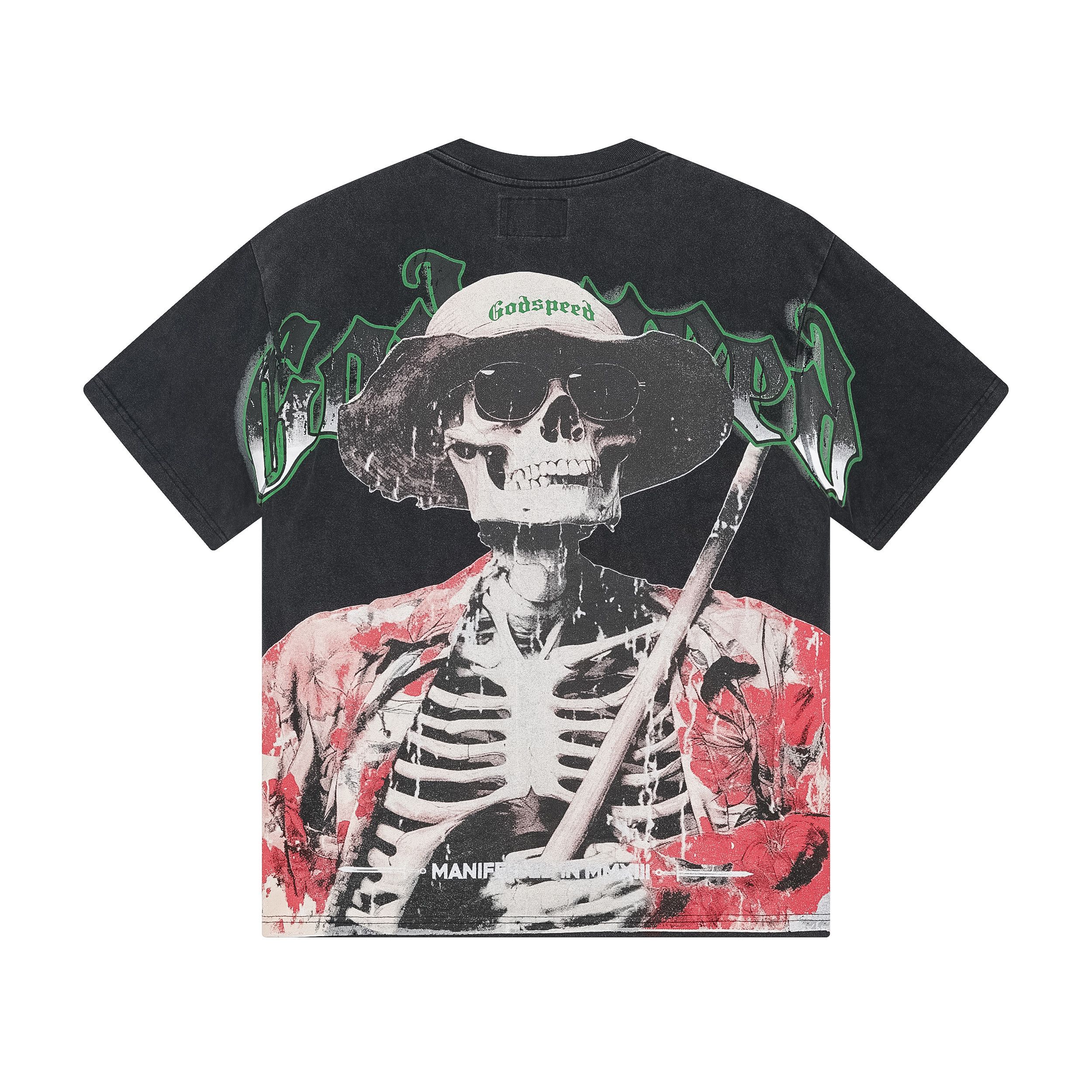 Godspeed Skull Farmer Print T-Shirt #1093 Black