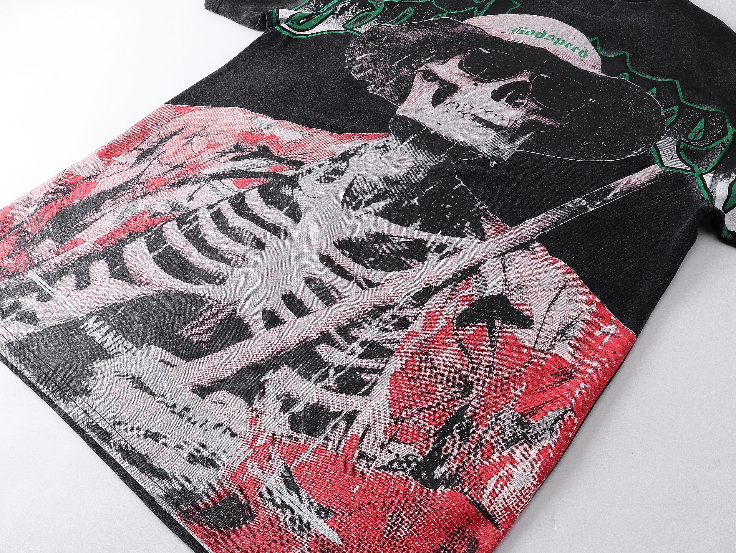 Godspeed Skull Farmer Print T-Shirt #1093 Black