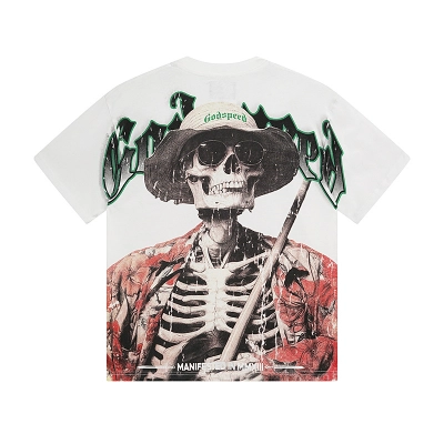 Godspeed Skull Farmer Print T-Shirt #3093 White 01