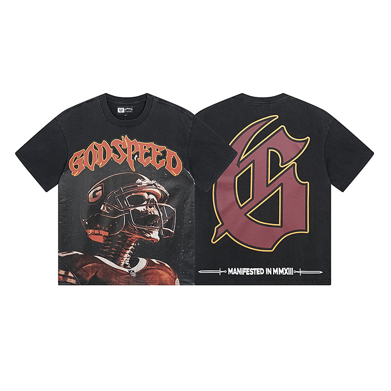 Godspeed Skull Print T-Shirt #1122 Black