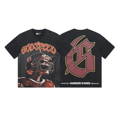 Godspeed Skull Print T-Shirt #1122 Black 02