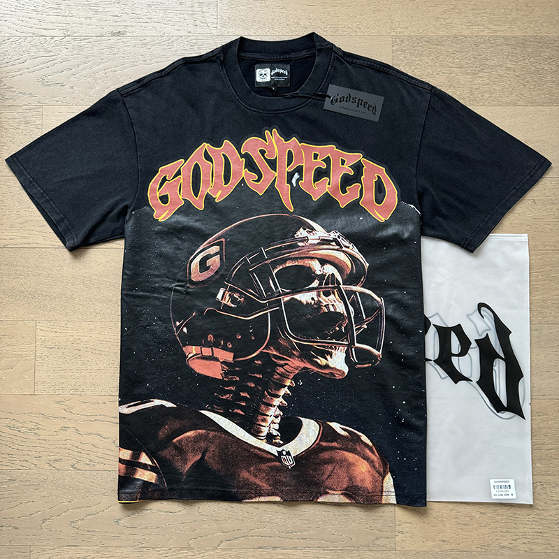 Godspeed Skull Print T-Shirt #1122 Black