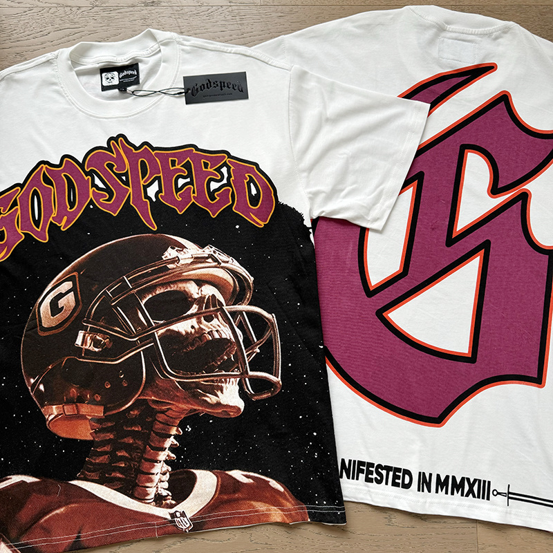 Godspeed Skull Print T-Shirt #1122 White