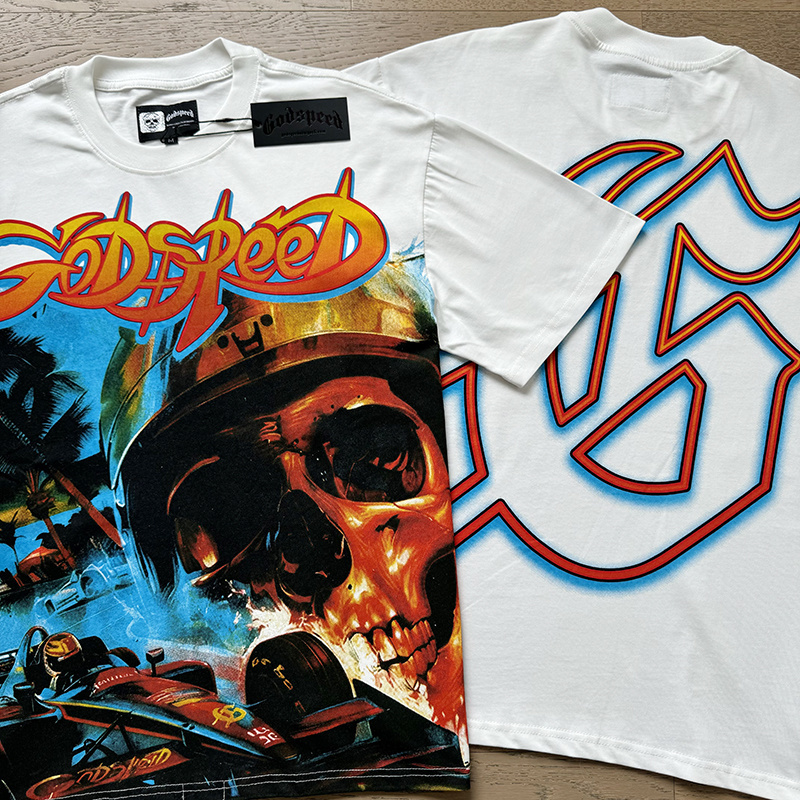Godspeed Skull Print T-Shirt #3121 White