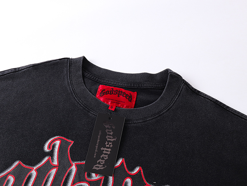 Godspeed Skull Reading Newspaper Print T-shirt #1079 Black