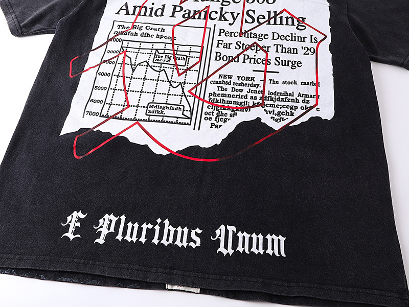 Godspeed Skull Reading Newspaper Print T-shirt #1079 Black