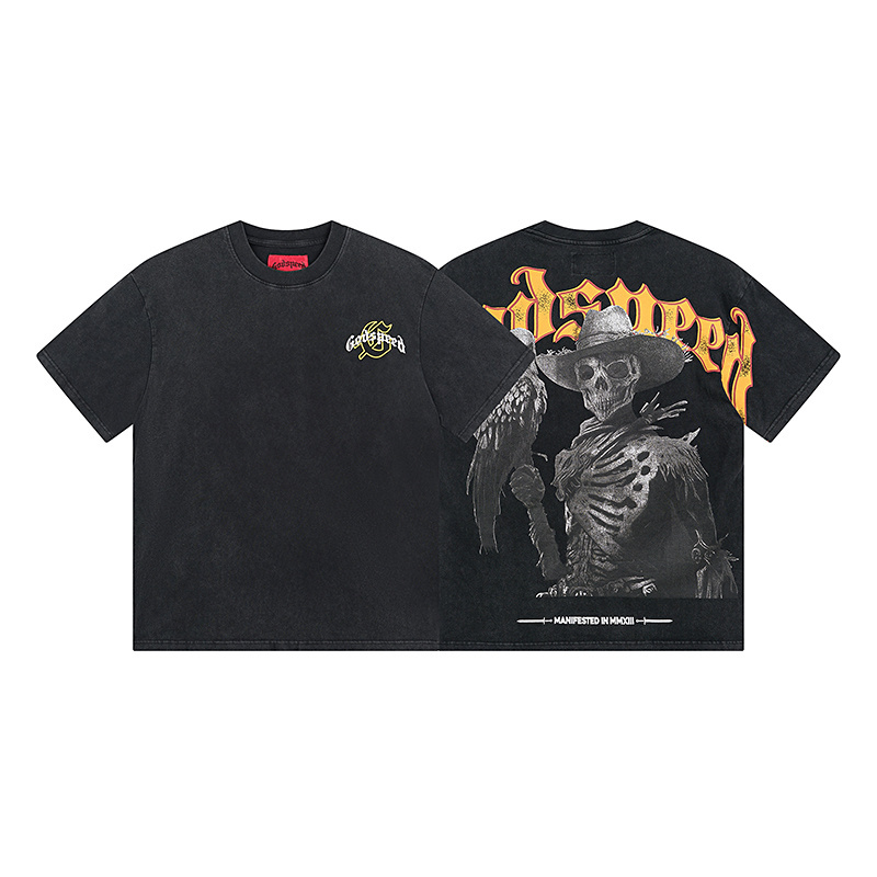 Godspeed Skull Scarecrow Print T-shirt #1091 Black