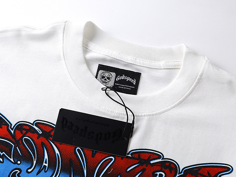 Godspeed Skull Skyscraper Skateboard Print T-shirt #3128 White