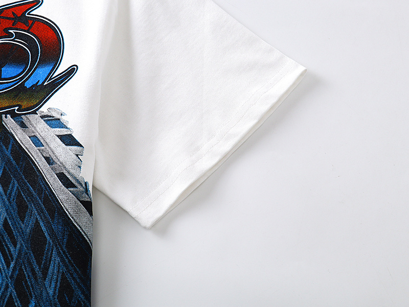 Godspeed Skull Skyscraper Skateboard Print T-shirt #3128 White