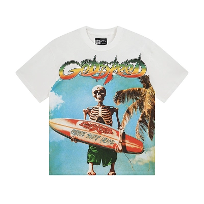 Godspeed Skull Surf Print T-shirt #3117 White 01
