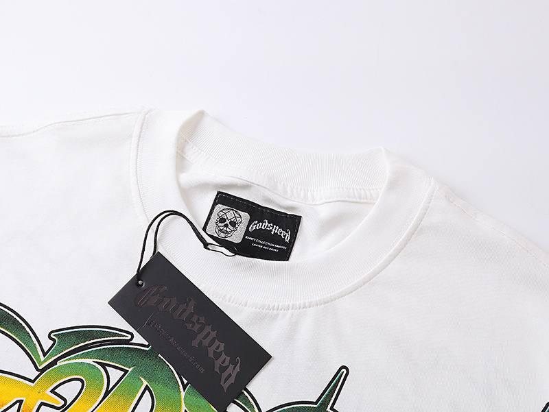 Godspeed Skull Surf Print T-shirt #3117 White