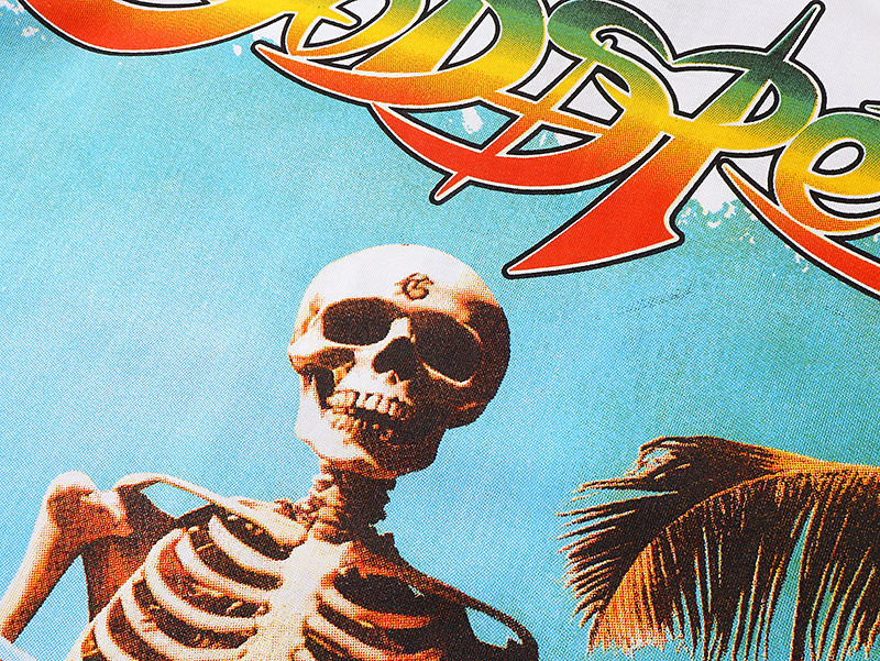 Godspeed Skull Surf Print T-shirt #3117 White
