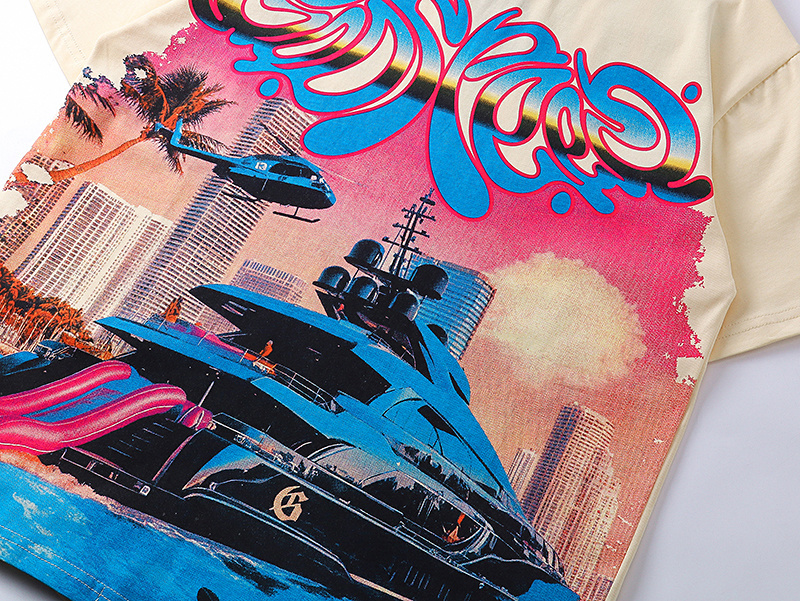 Godspeed Steamship Print T-Shirt #3109 Apricot