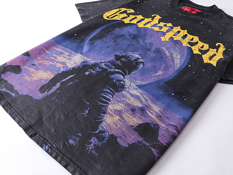 Godspeed To The Moon Print T-shirt #1090 Black